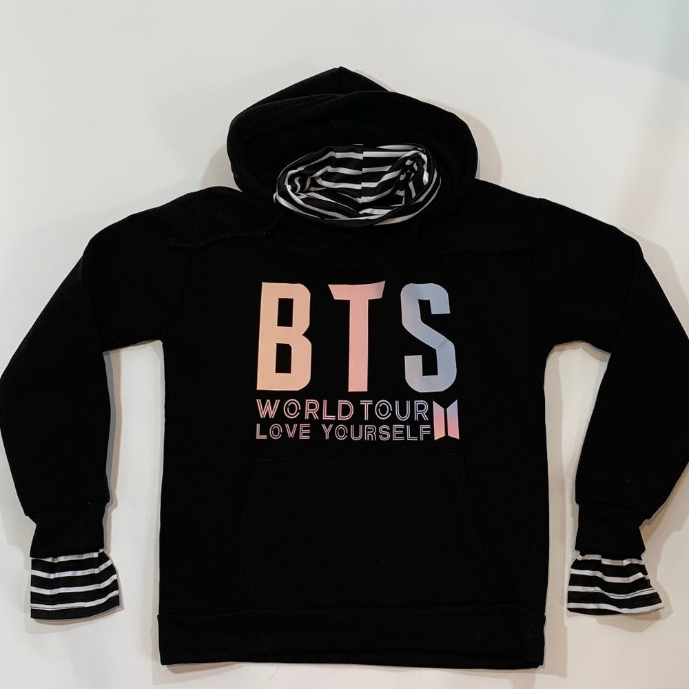 BTS LOVE YOURSELF Large Hoodie Black World Tour Sweatshirt NEW